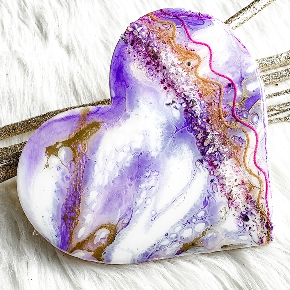 Artisan Other - SOLD, Resin Art on Heart Wooden Panel